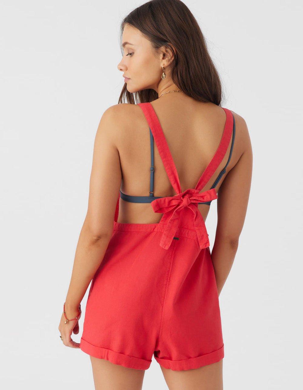O'NEILL Summerlin Overall Womens Romper - RED Product Image