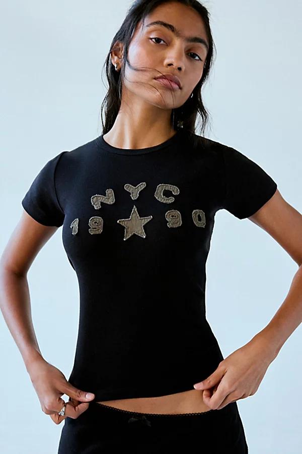 NYC 1990 Applique Baby Tee Womens at Urban Outfitters Product Image