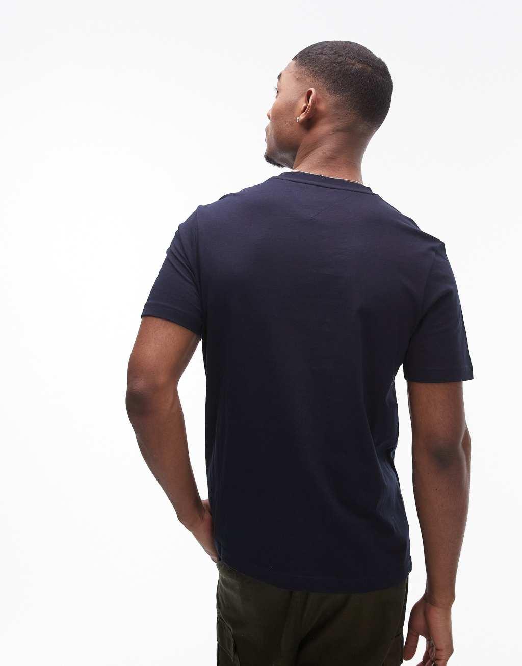 Tommy Hilfiger center stack linear logo t-shirt in black Product Image