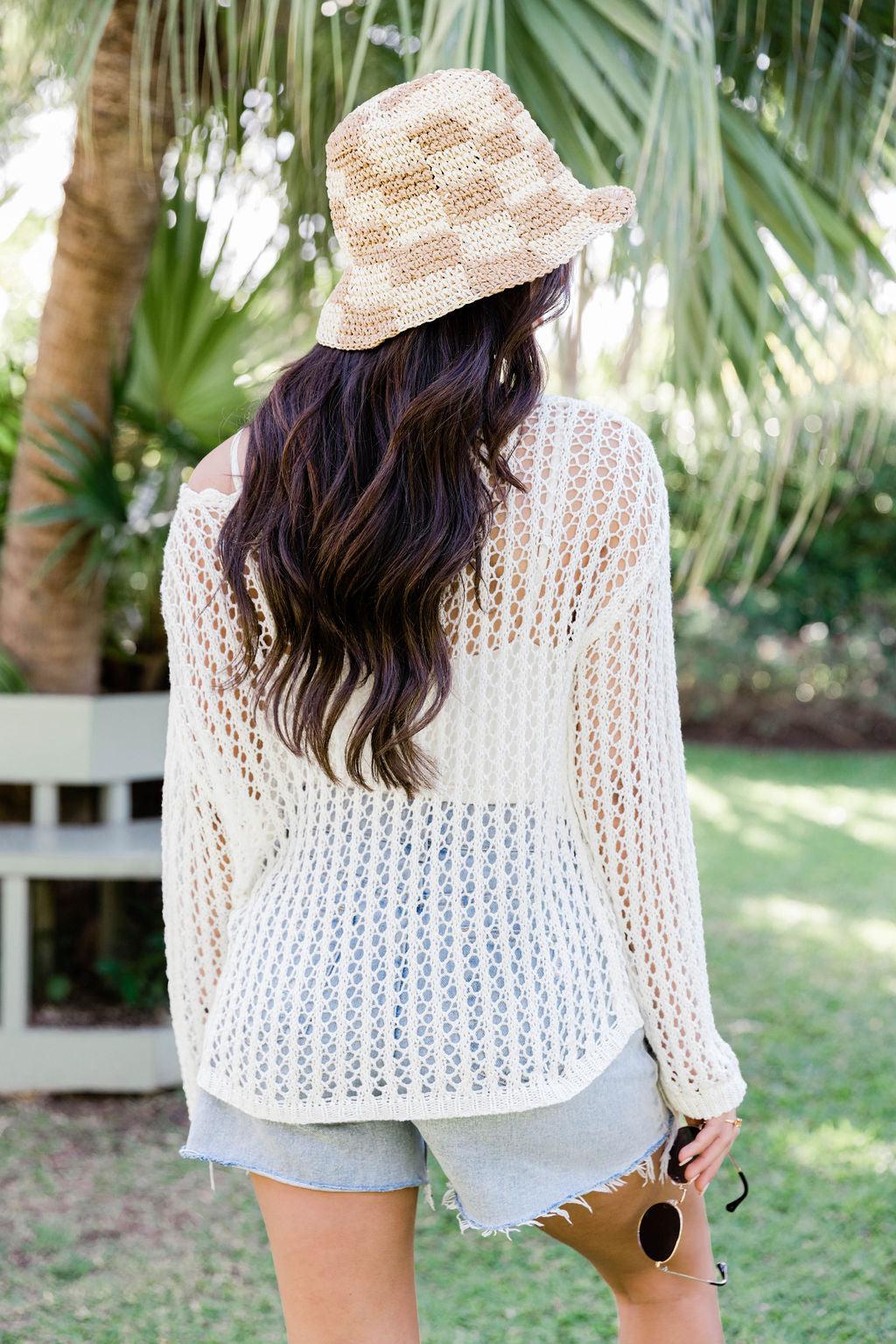 Souls Of Sunshine Ivory Scalloped Detail Crochet Sweater FINAL SALE Product Image