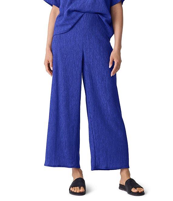 Eileen Fisher Crinkle Texture Plisse Wide Leg Ankle Pants Product Image
