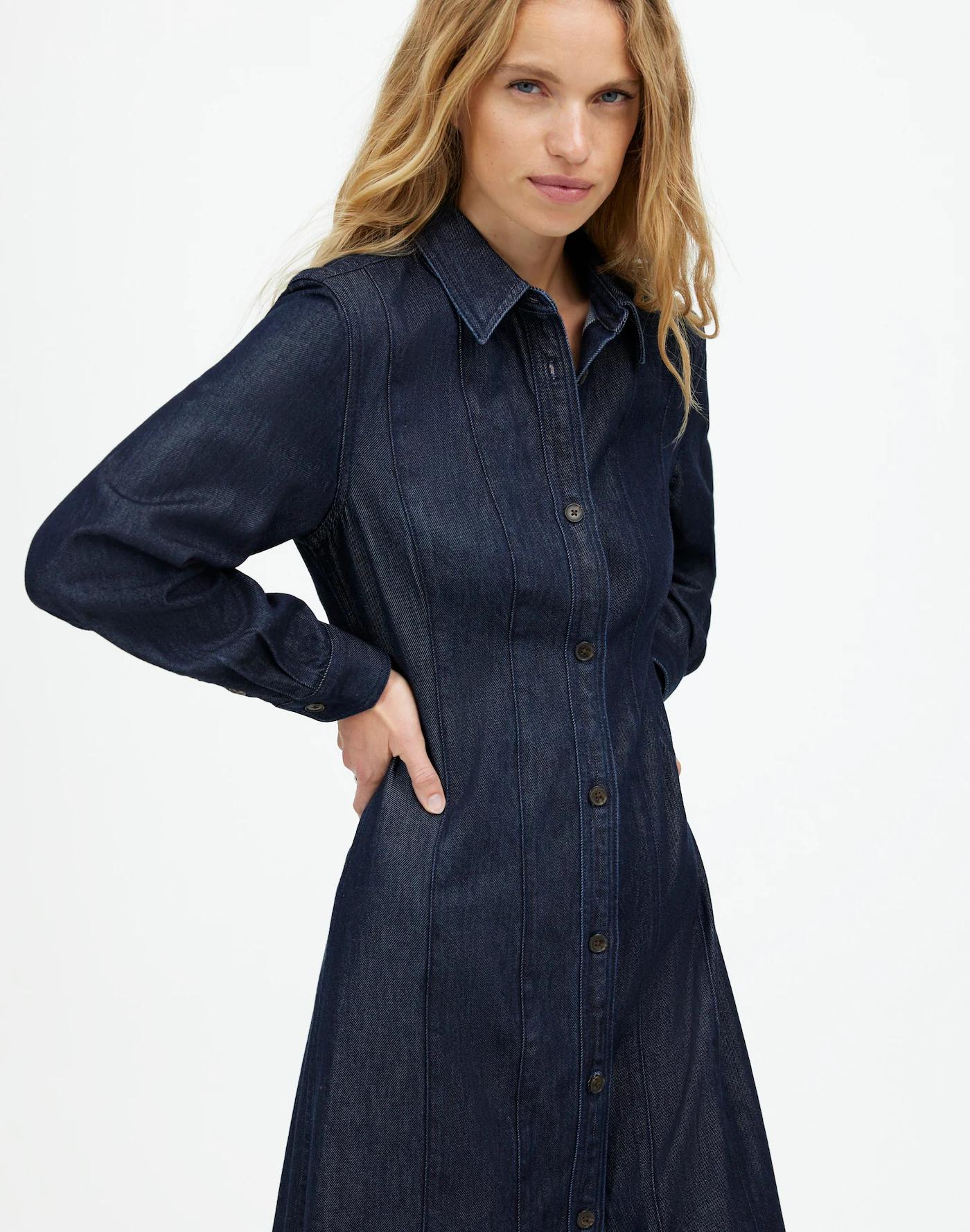 Seamed Midi Shirtdress in Segovia Wash: Airy Denim Edition Product Image