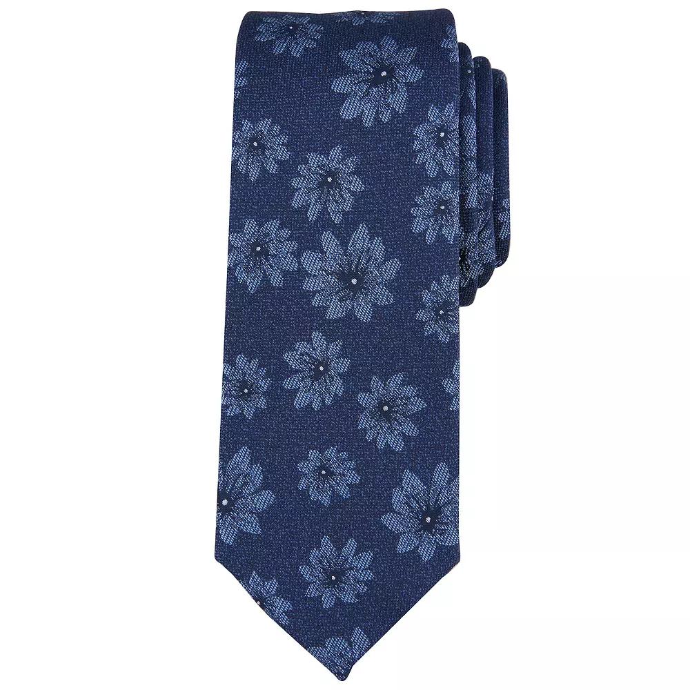 Men's Bespoke Floral Skinny Tie, Blue Hopkins Product Image