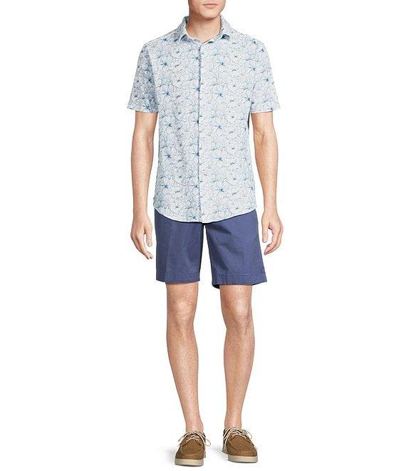 Cremieux Blue Label Tropical Floral Printed Seersucker Short Sleeve Coatfront Shirt Product Image