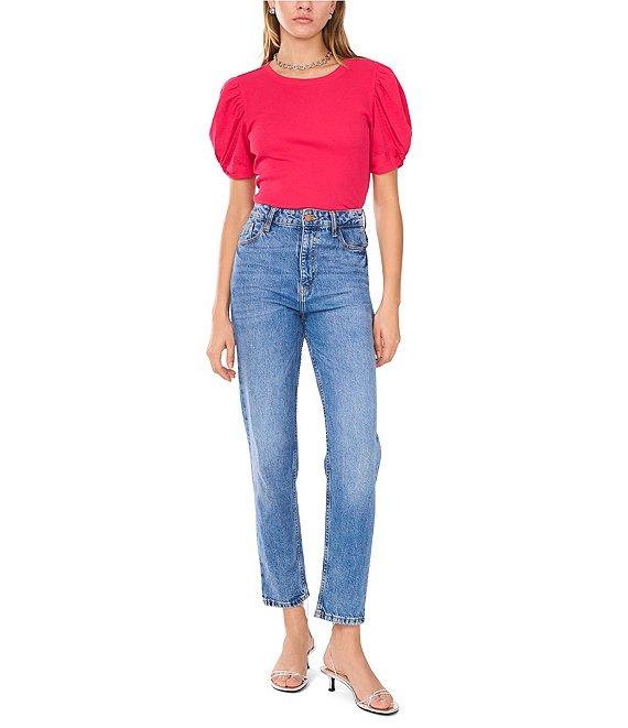 1. STATE Knotted Crew Neck Short Puff Sleeve Top Product Image