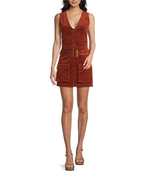 C&V Chelsea & Violet High Rise Pleated Coordinating Corduroy Mini Skirt Product Image