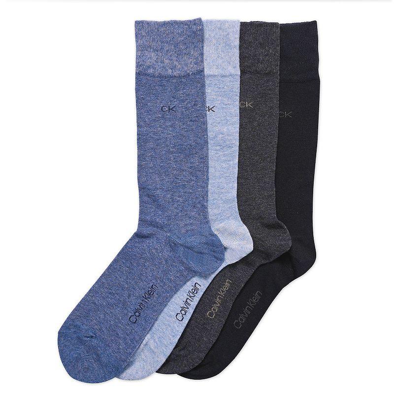 Calvin Klein Mens Flat Knit Logo 4-Pack Dress Socks - Blue Product Image