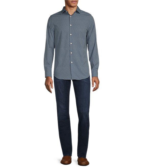 Murano Slim Fit Performance Stretch Geometric Print Long Sleeve Woven Shirt Product Image