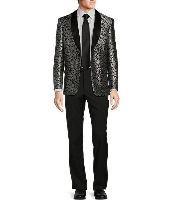 Tre Vero Modern Fit Animal Jacquard Pattern Tuxedo Sport Coat Product Image