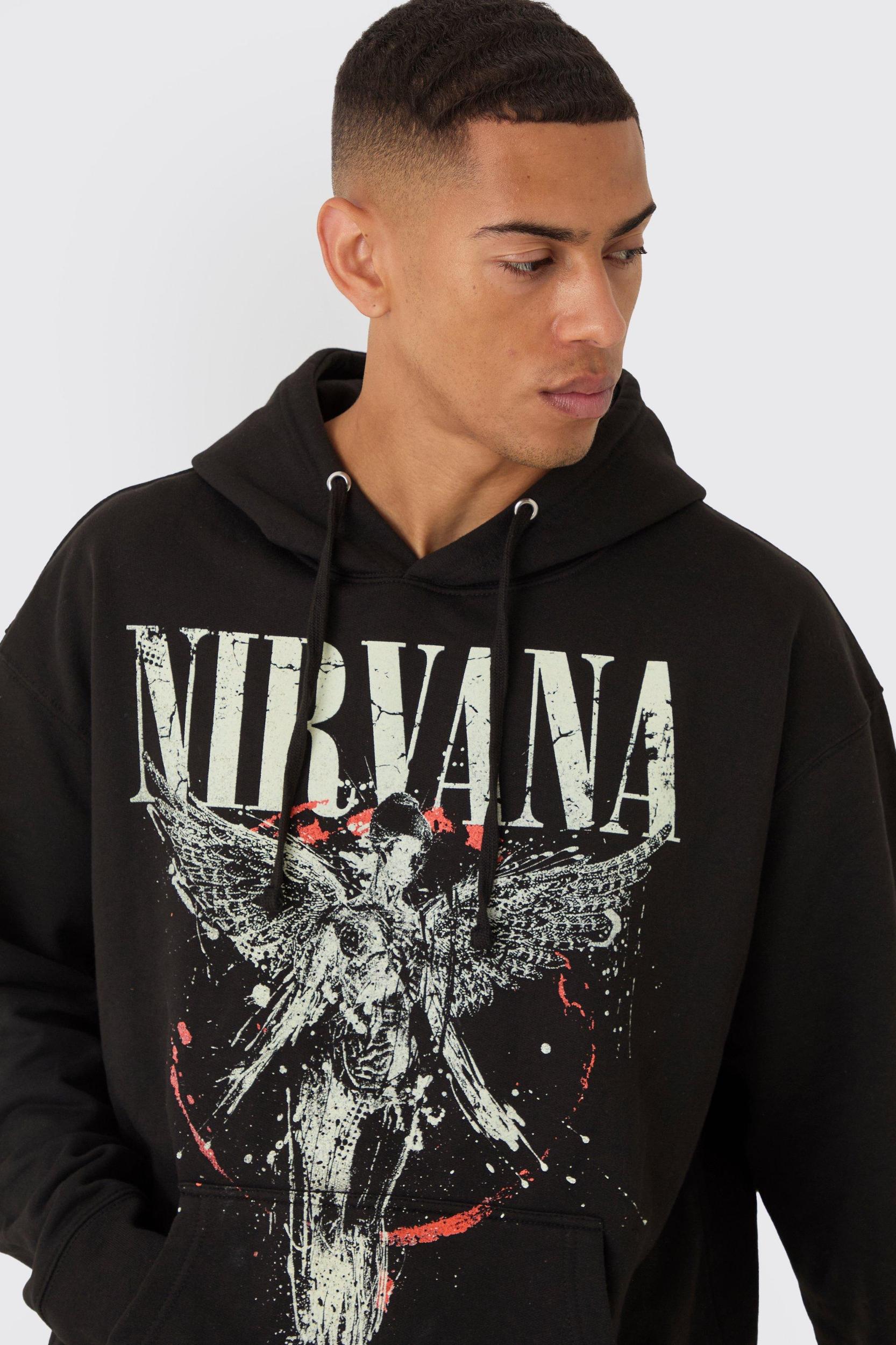 Oversized Nirvana License Print Hoodie | boohooMAN USA Product Image