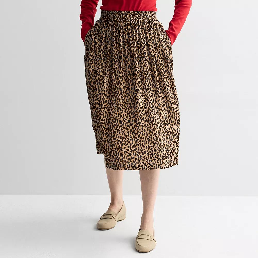 Women's Croft & Barrow® Elastic Waist Midi Skirt,  Product Image