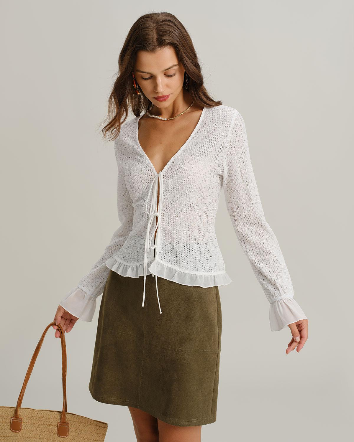 Green Suede Straight Mini Skirt Product Image