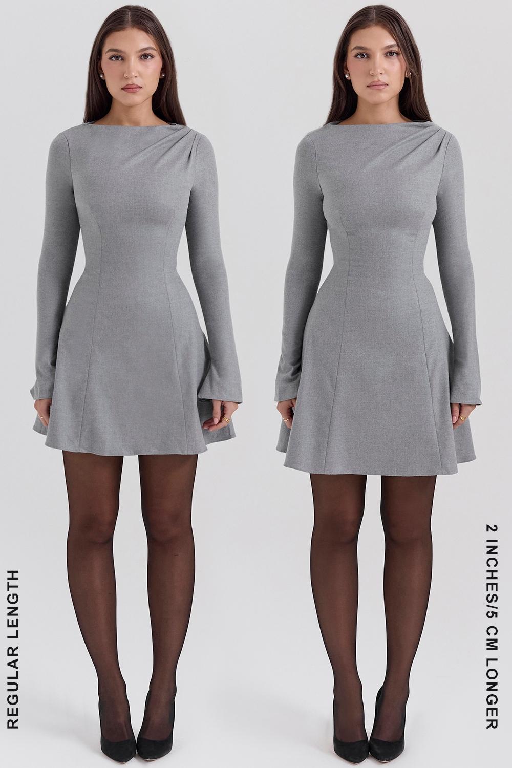 Angelique  grey a-line long sleeve mini  dress - sale Product Image