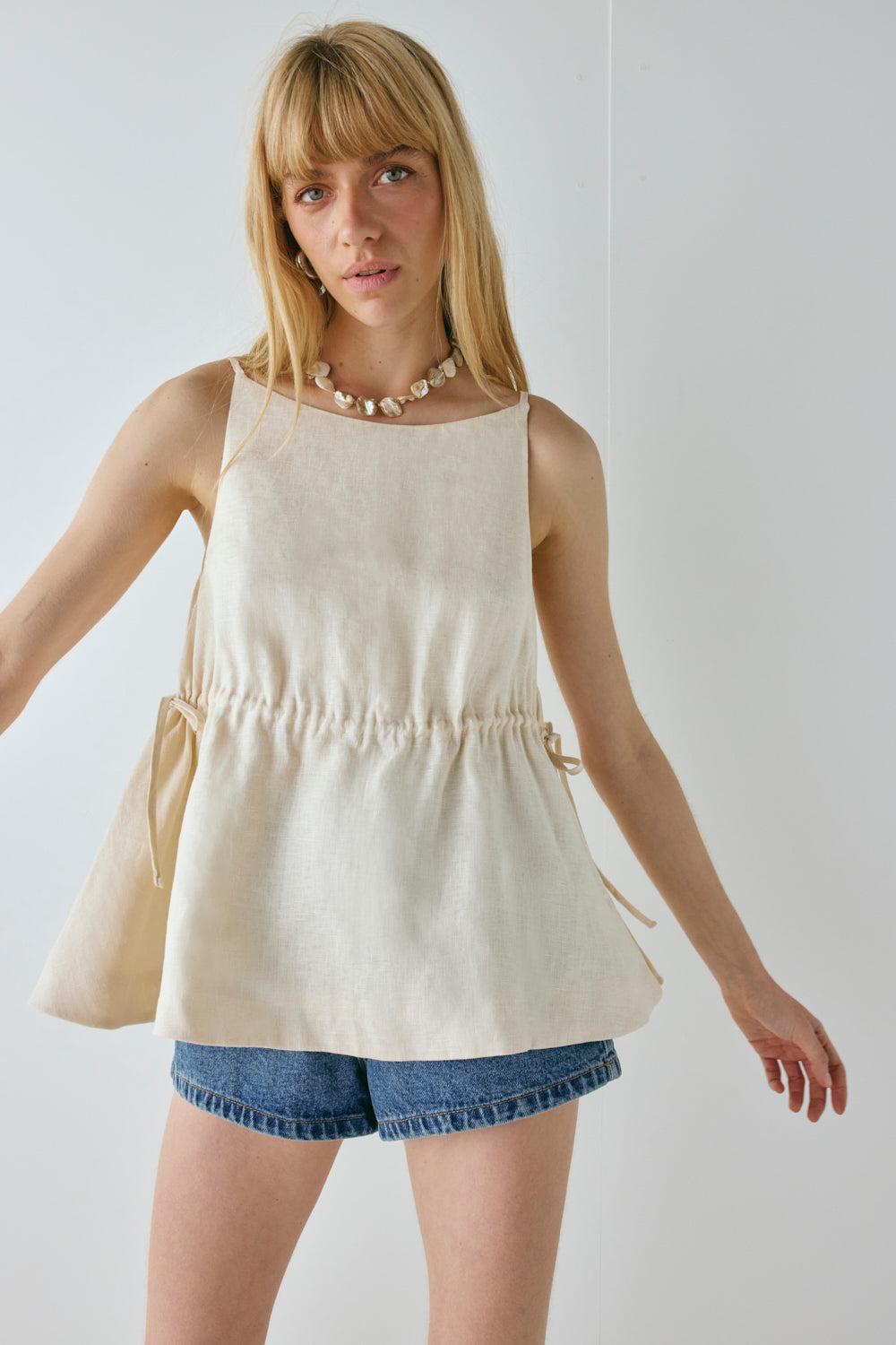 Indi Linen Top Cream Product Image