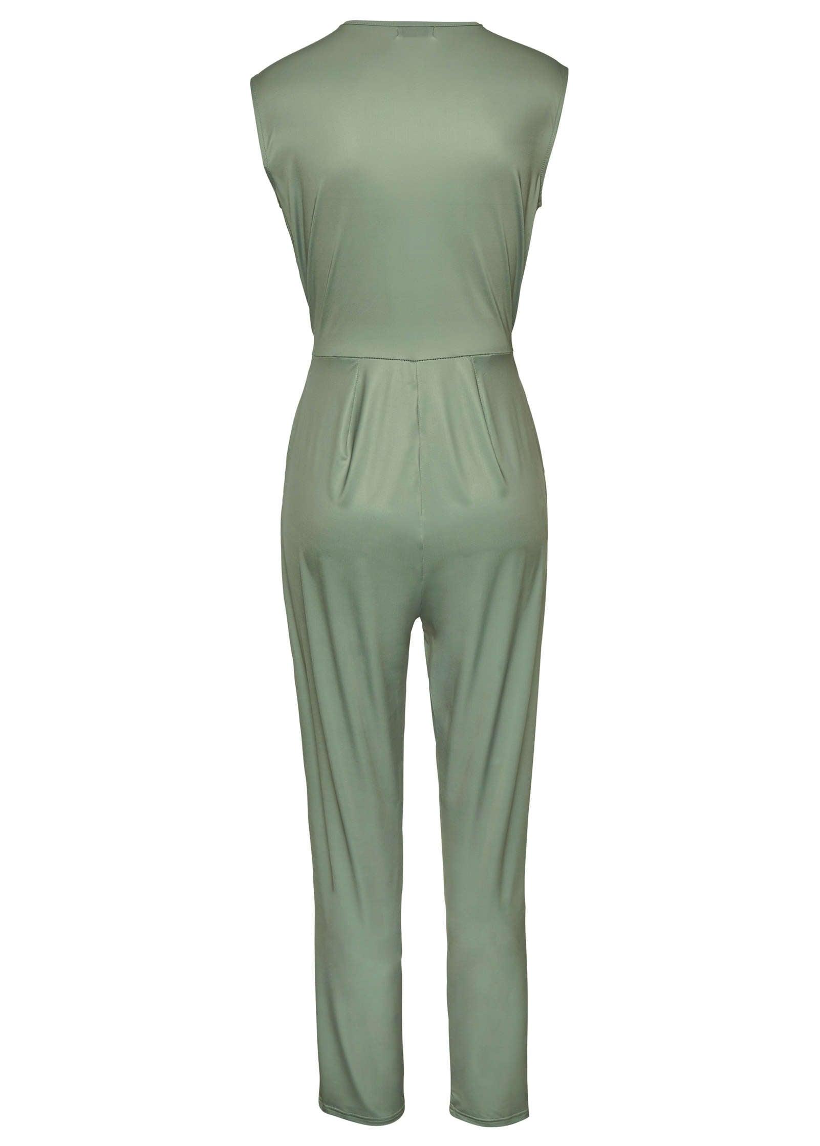 Sleeveless Tie Front Jumpsuit - Jade Product Image