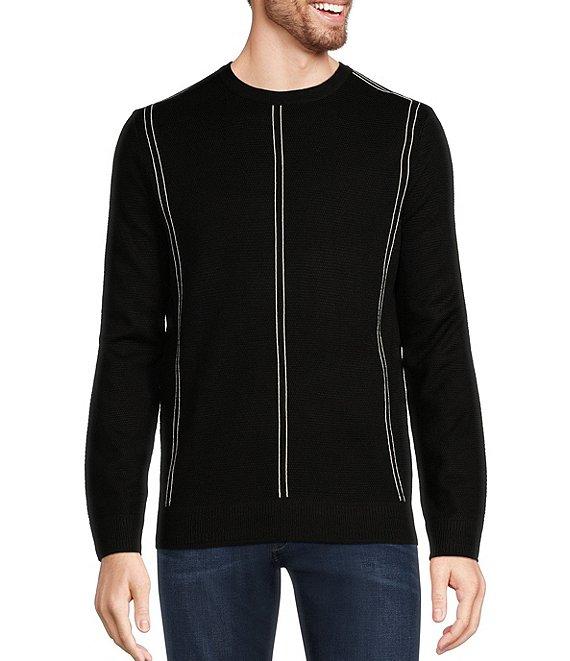 Murano Striped Performance Textured Long Sleeve Crew Neck Sweater Product Image