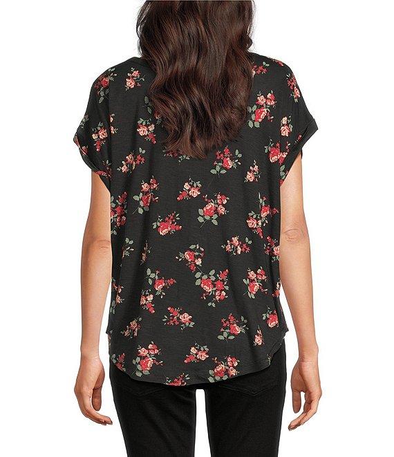 Lucky Brand Floral Print Crew Neck Dolman Short Sleeve Tee Product Image