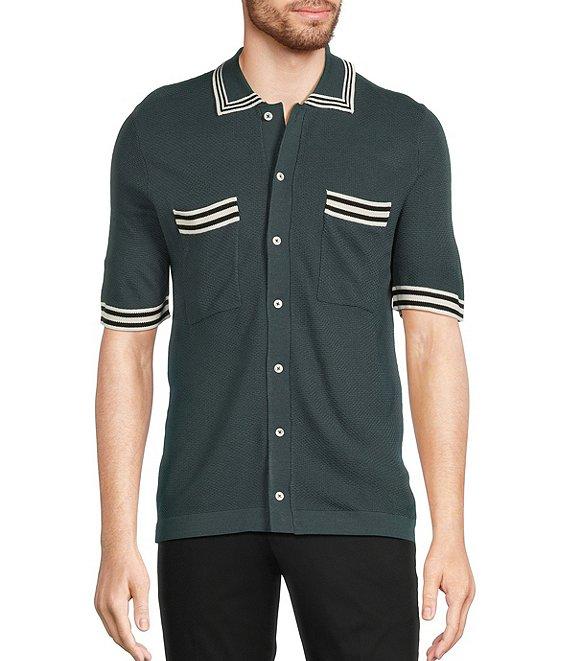 Murano Snit Short Sleeve Textured Coat Front Shirt Product Image