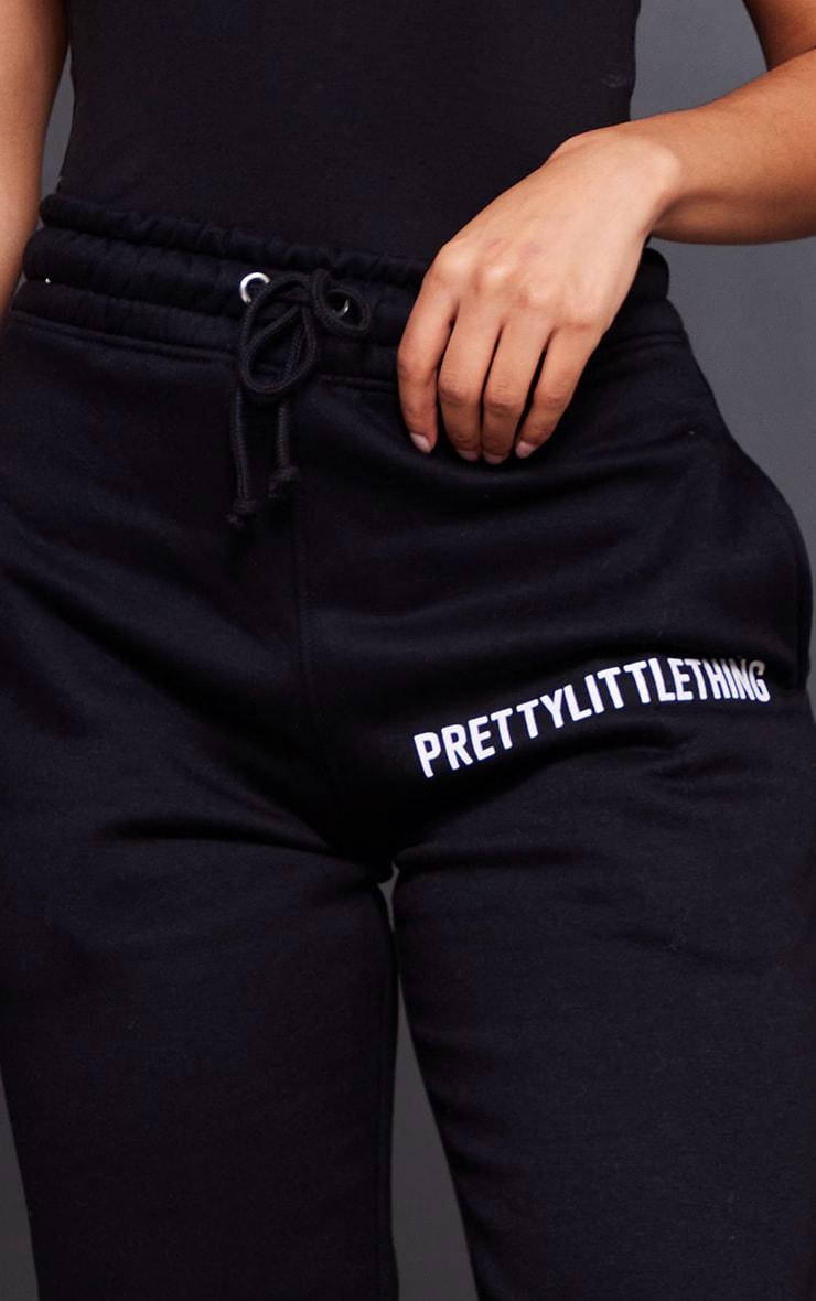 PRETTYLITTLETHING Black Logo High Waisted Cuffed Sweatpants Product Image