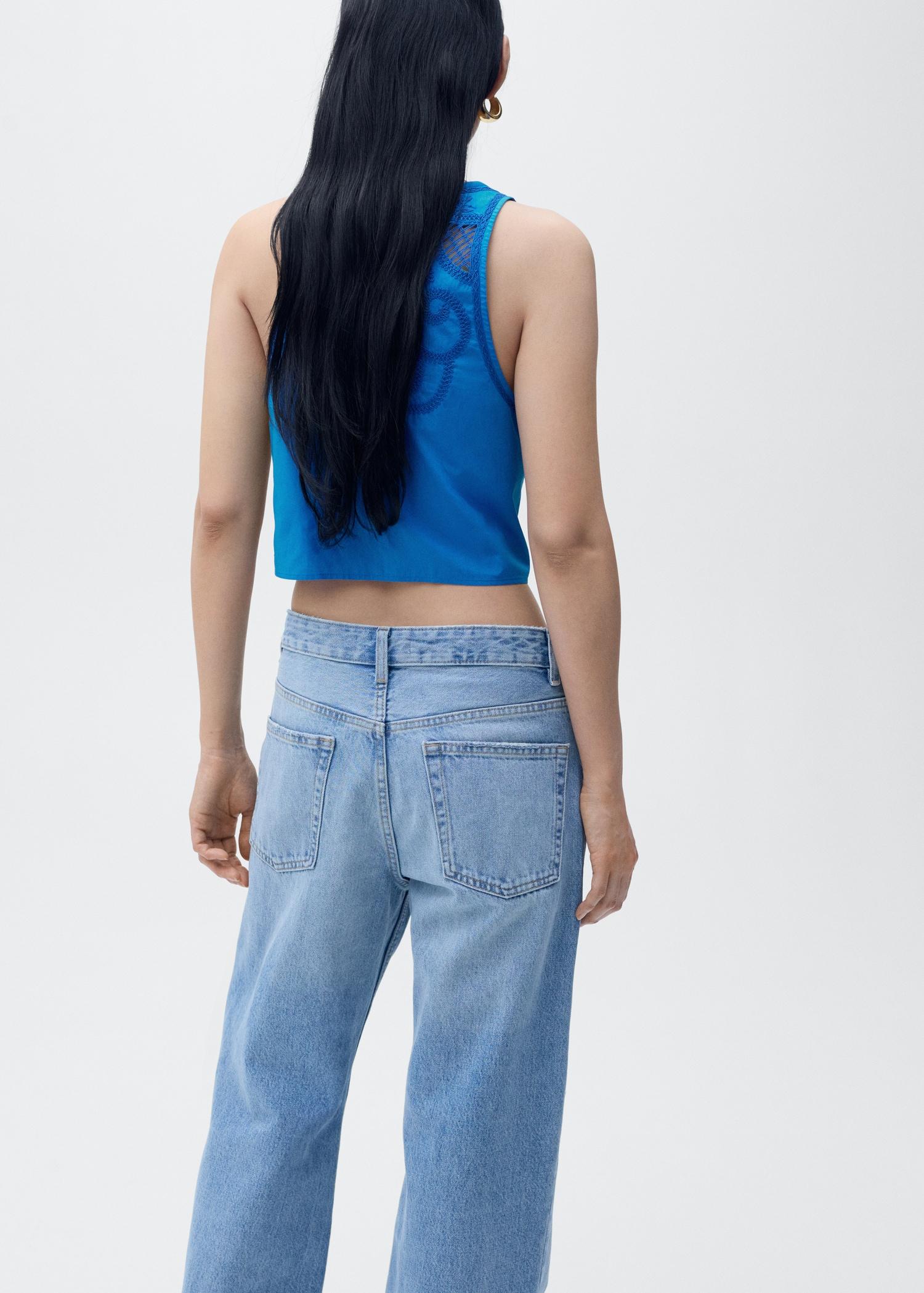 Embroidered cotton top - Women | MANGO USA Product Image