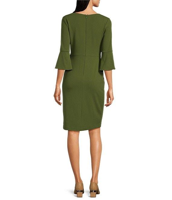 Adrianna Papell V-Neck Knot Front Crepe Sheath Dress Product Image