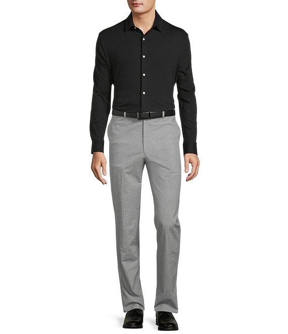 Hart Schaffner Marx State Street Essentials Long Sleeve Solid Albini Knit 4Flex Coatfront Shirt Product Image