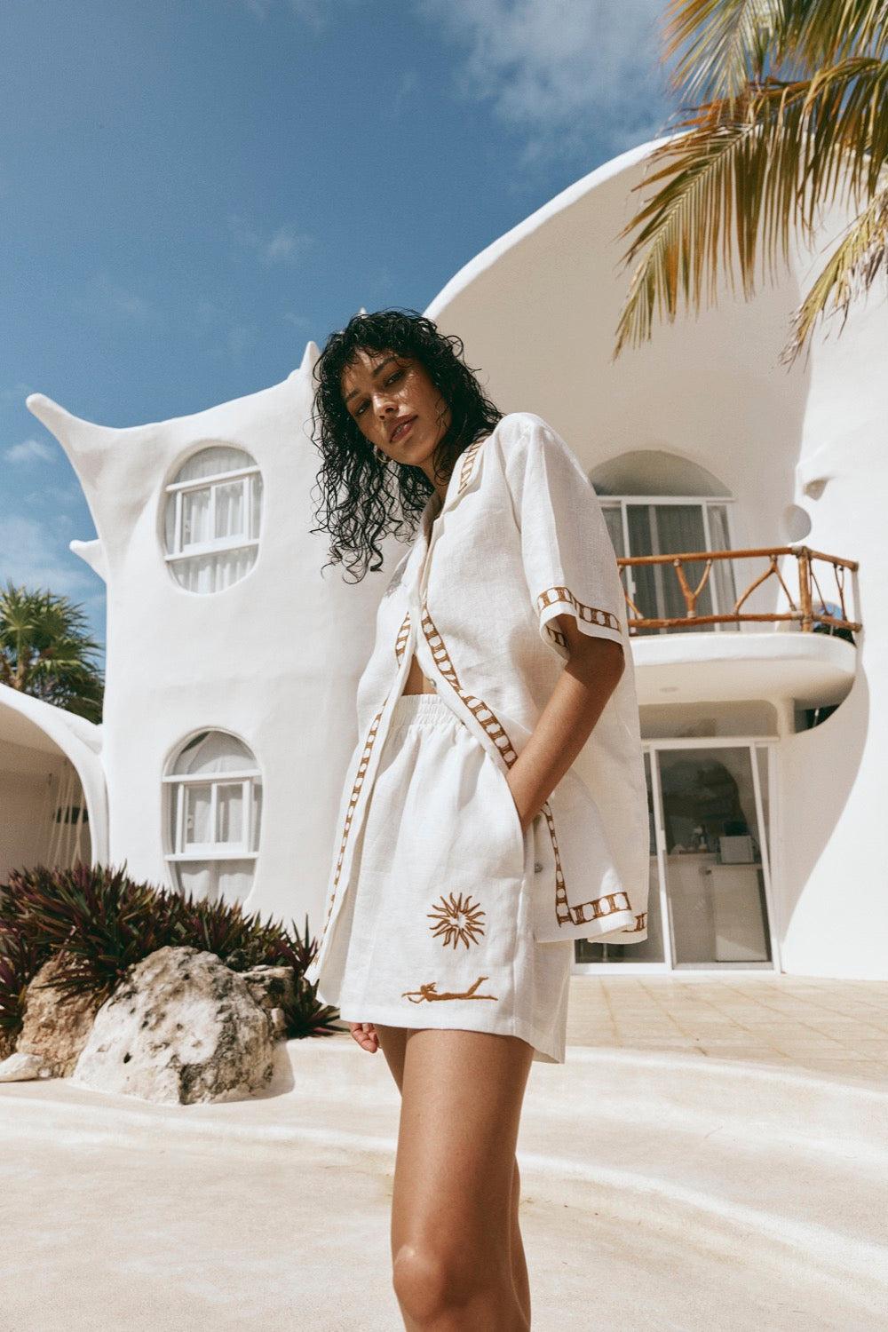 Celine Linen Shorts Skyros Product Image