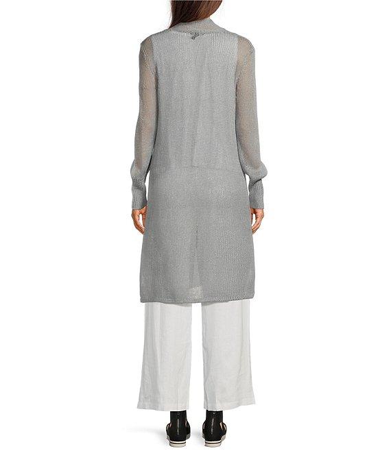Eileen Fisher Organic Linen Cotton Open Front Long Sleeve Cardigan Product Image