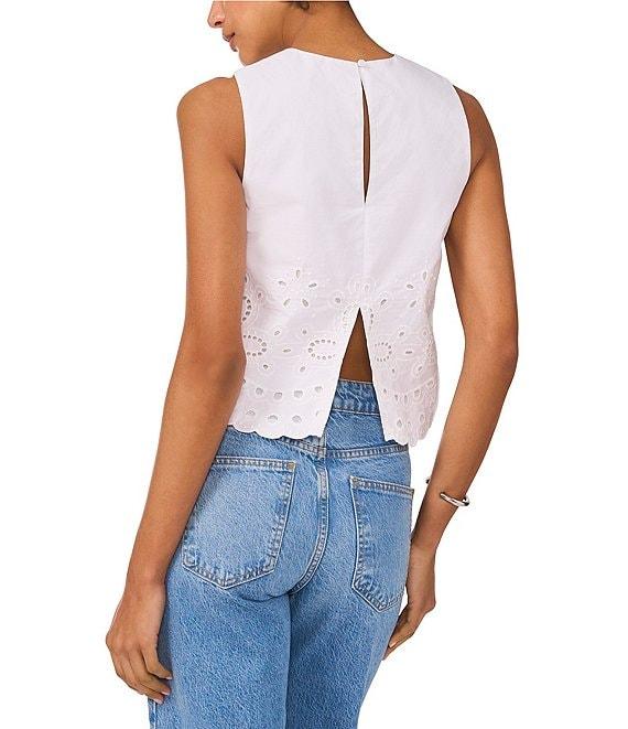 1. STATE Crew Neck Sleeveless Embroidered Blouse Product Image