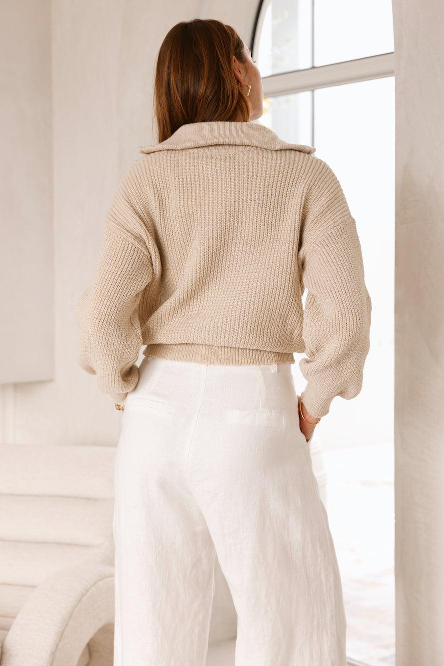 Lyla Knit Jumper Beige Product Image