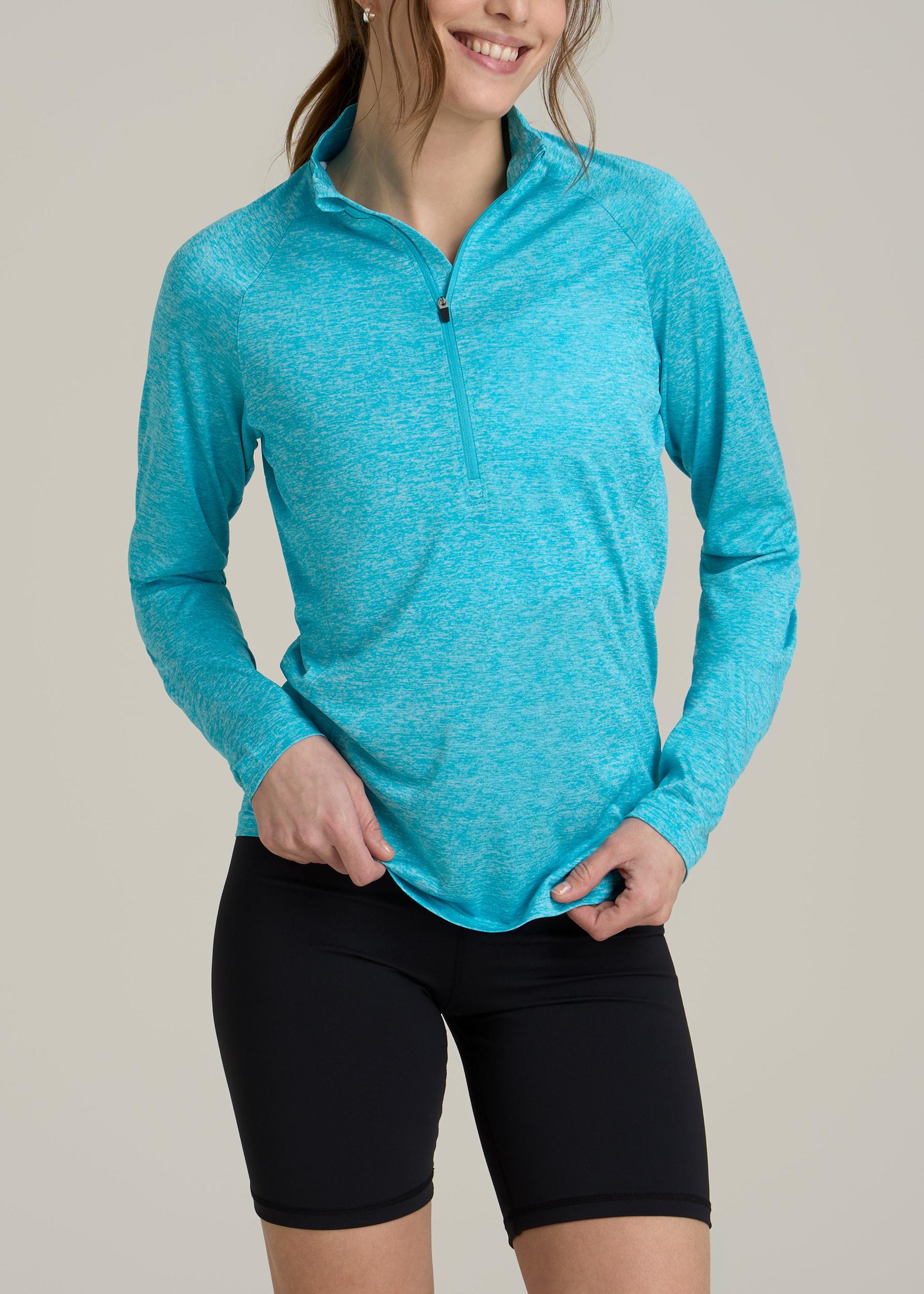 Long Sleeve Active Half-Zip Pullover Jacket for Tall Women in Scuba Blue Mix Female Product Image