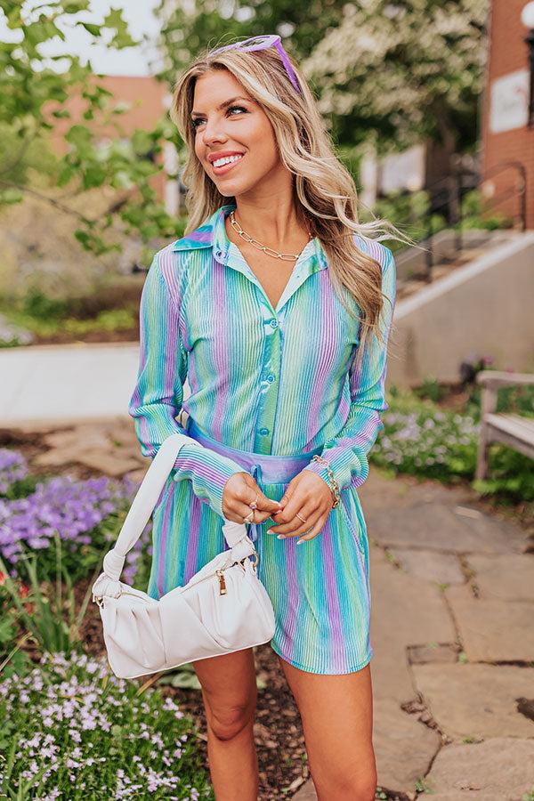 Delightful Dip Pleated Top In Sky Blue Product Image