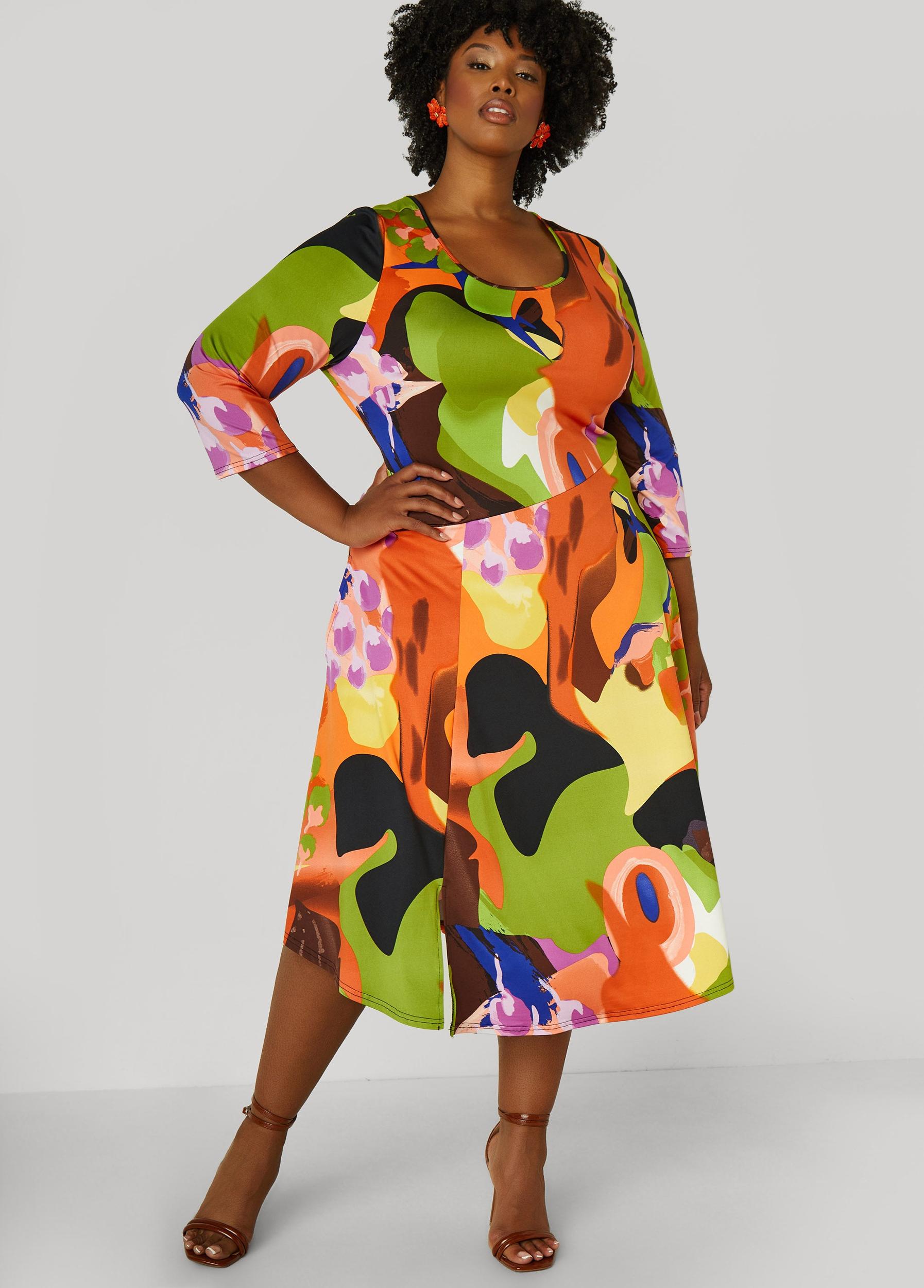 Watercolor A Line Midi Dress Product Image