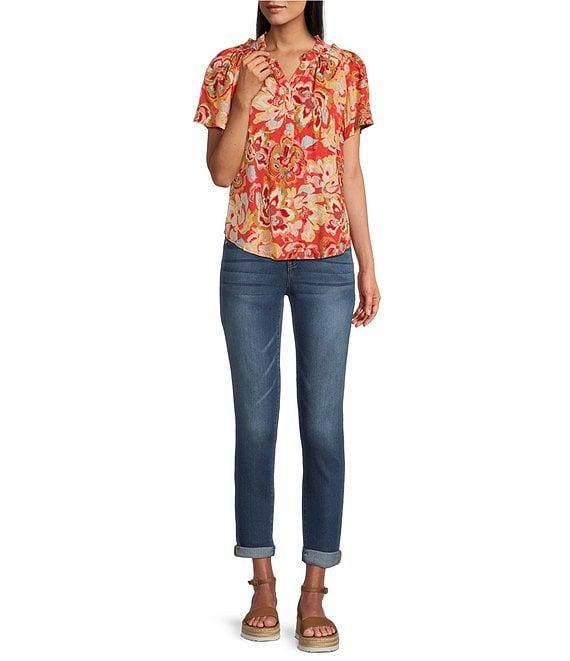 Democracy #double;Ab#double;solution® Stretch Slim Straight-Leg Ankle Cuffed Skimmer Jeans Product Image