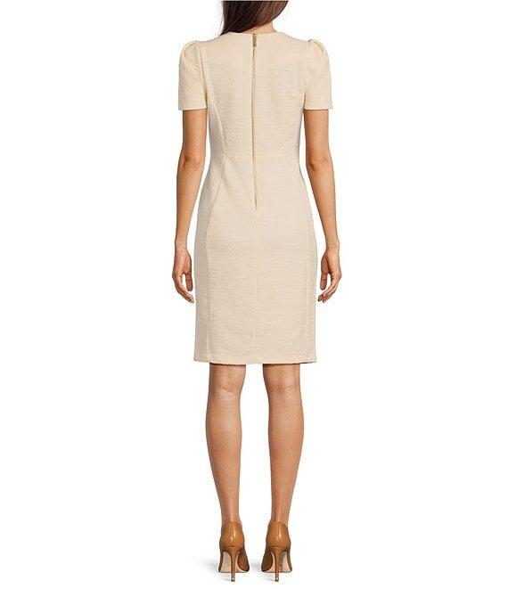 Calvin Klein Tweed Crew Neck Short Sleeve Sheath Dress Product Image