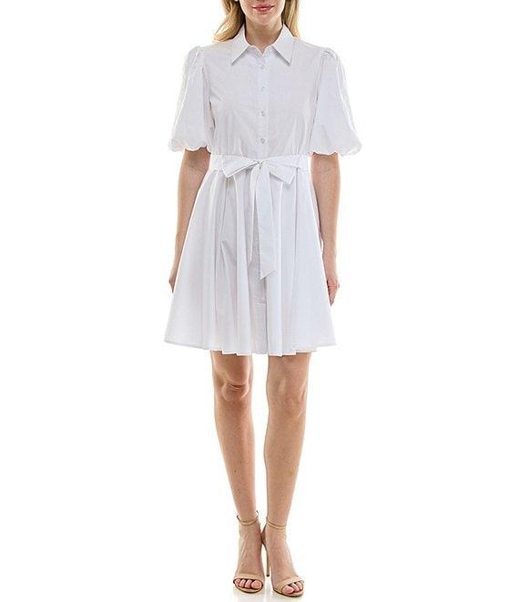 Moda Tara Short Sleeve Button Front A-Line Dress Product Image