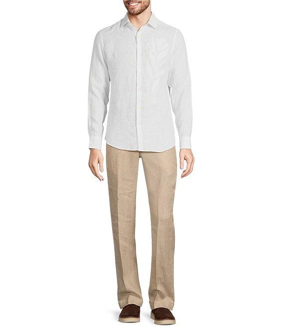 Murano Baird McNutt Linen Slim Fit Placed Texture Long Sleeve Woven Shirt Product Image