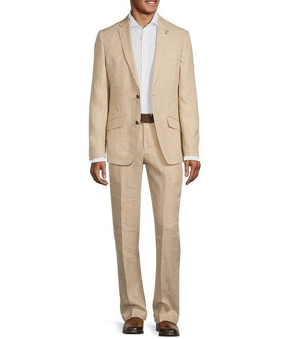 Murano Big & Tall Baird McNutt Linen Zac Classic Fit Flat Front Suit Separates Pants Product Image