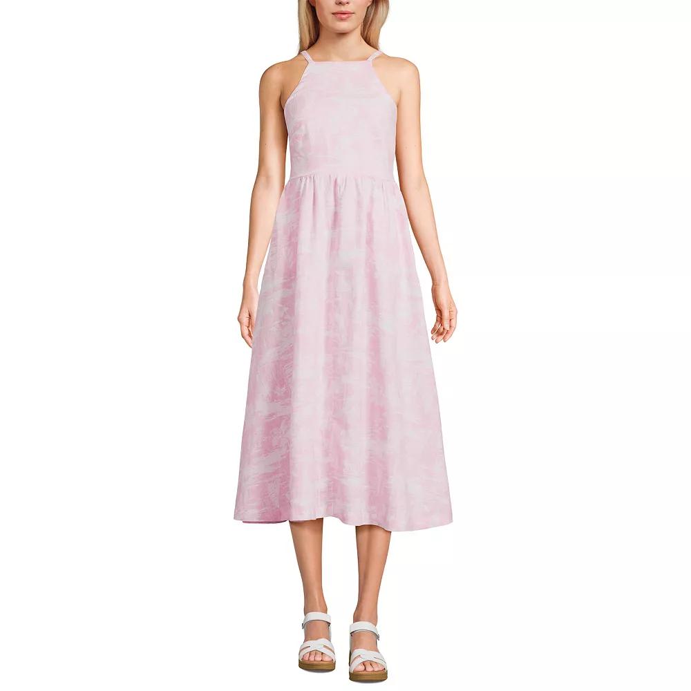 Women's Lands' End Linen Sleeveless Halter Midi Dress,  Product Image