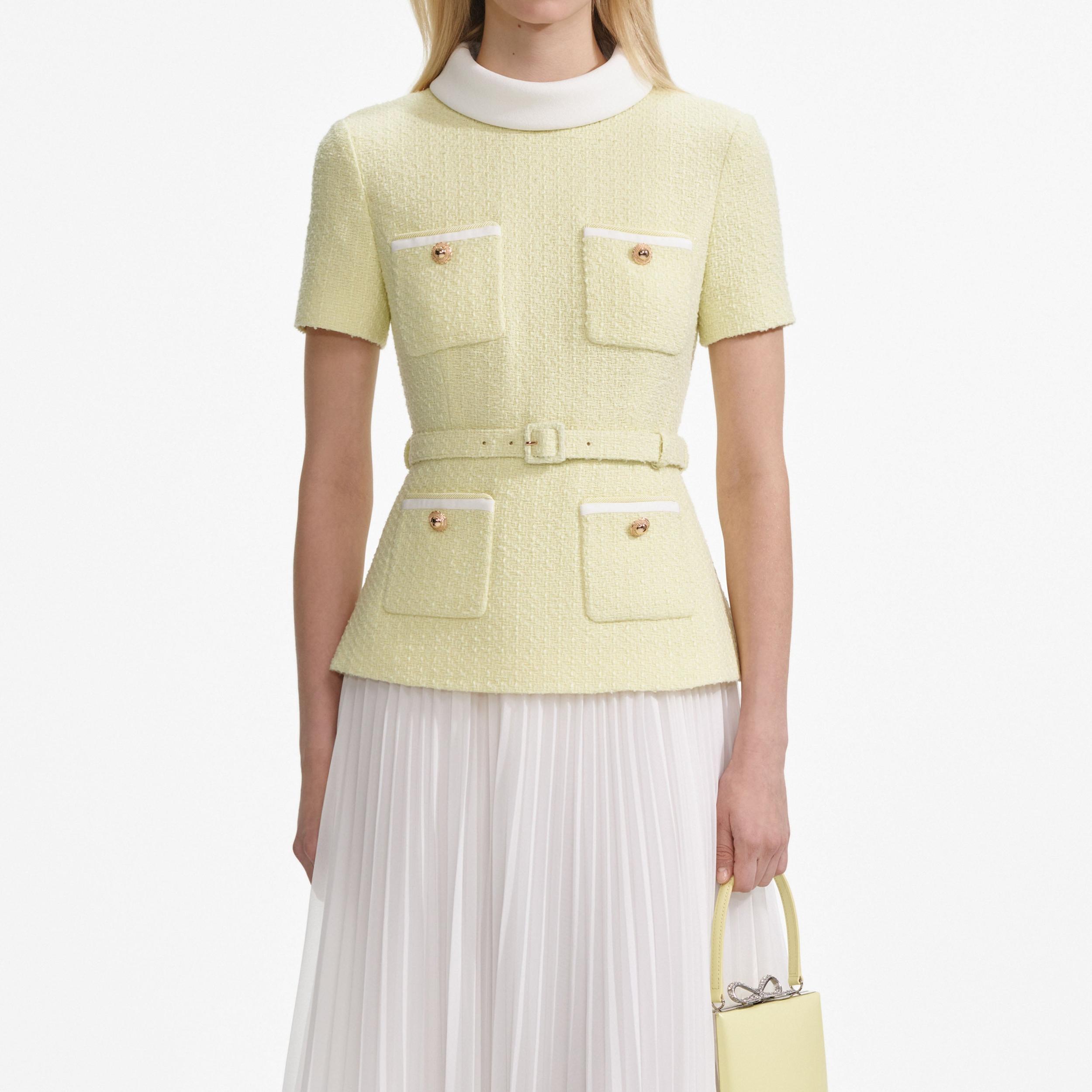 Yellow Boucle Midi Dress Product Image