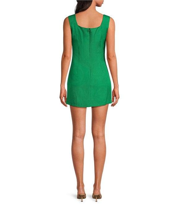 French Connection Birdie Linen Square Neck Sleeveless Mini Dress Product Image