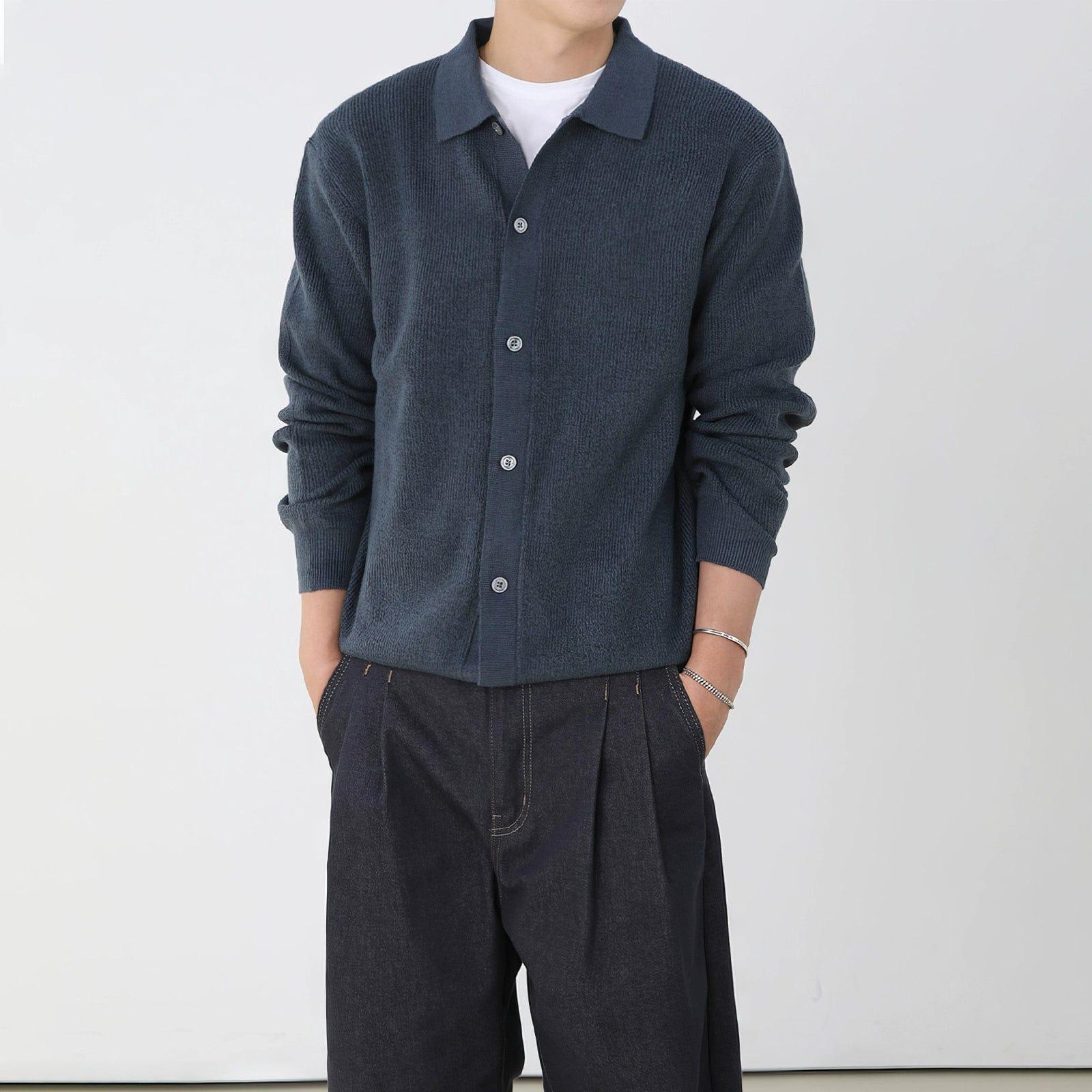 RT No. 11845 KNIT BUTTON-UP COLLAR SWEATER Product Image