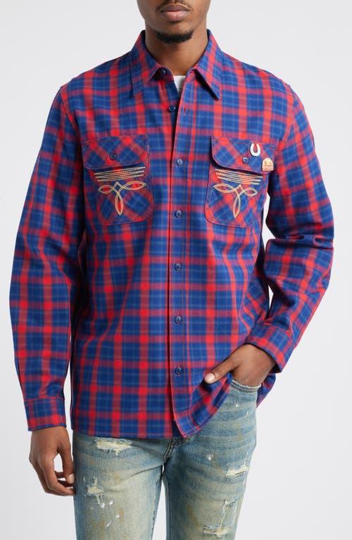 Mens Embroidered Flannel Sport Shirt Product Image