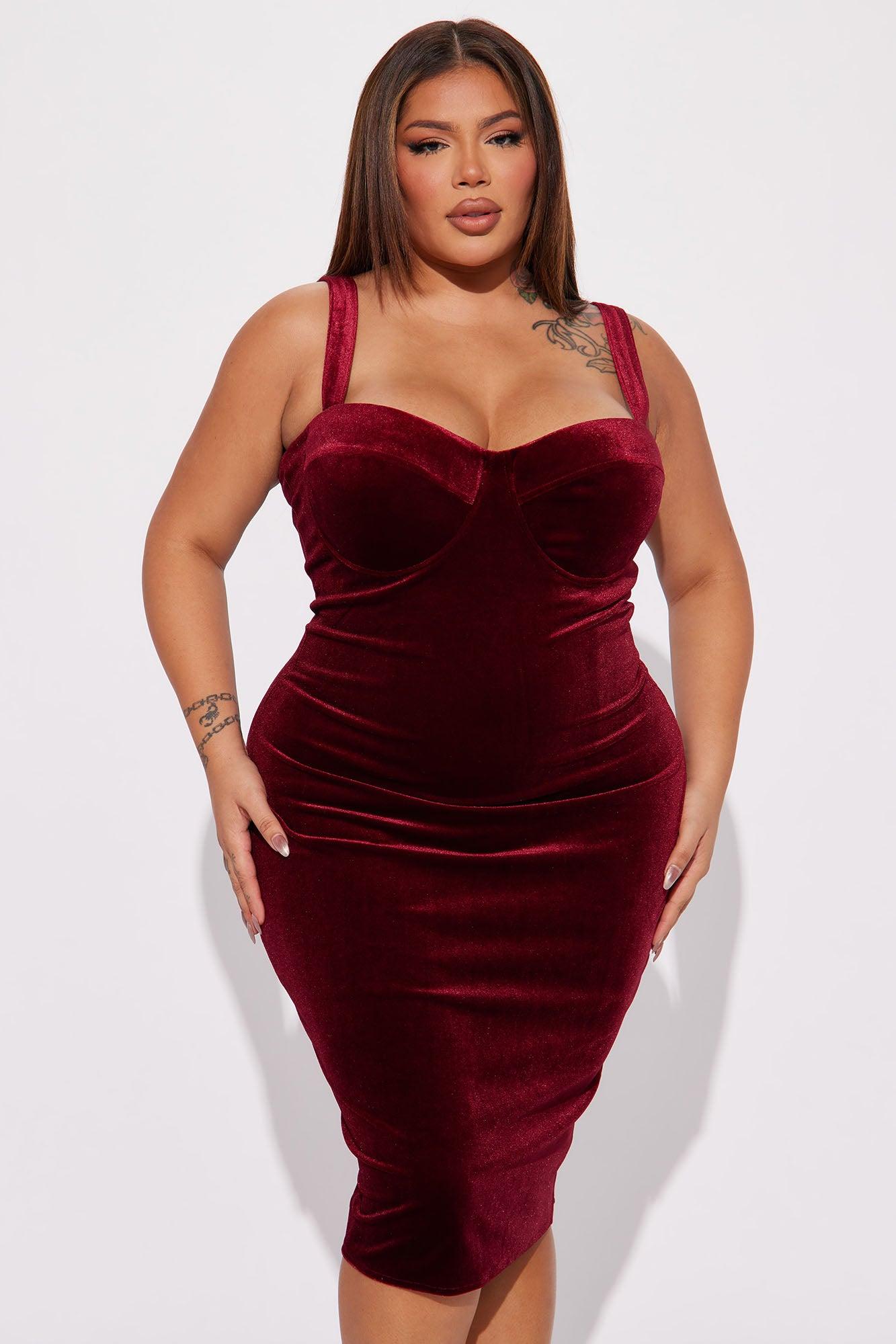 Late Night Romance Midi Dress - Burgundy Product Image