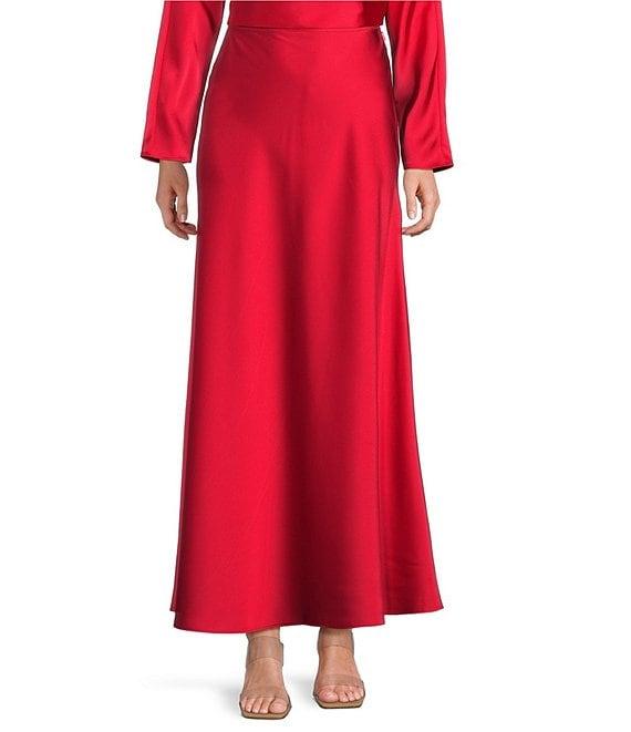 Antonio Melani Bella A-Line Coordinating Satin Maxi Skirt Product Image