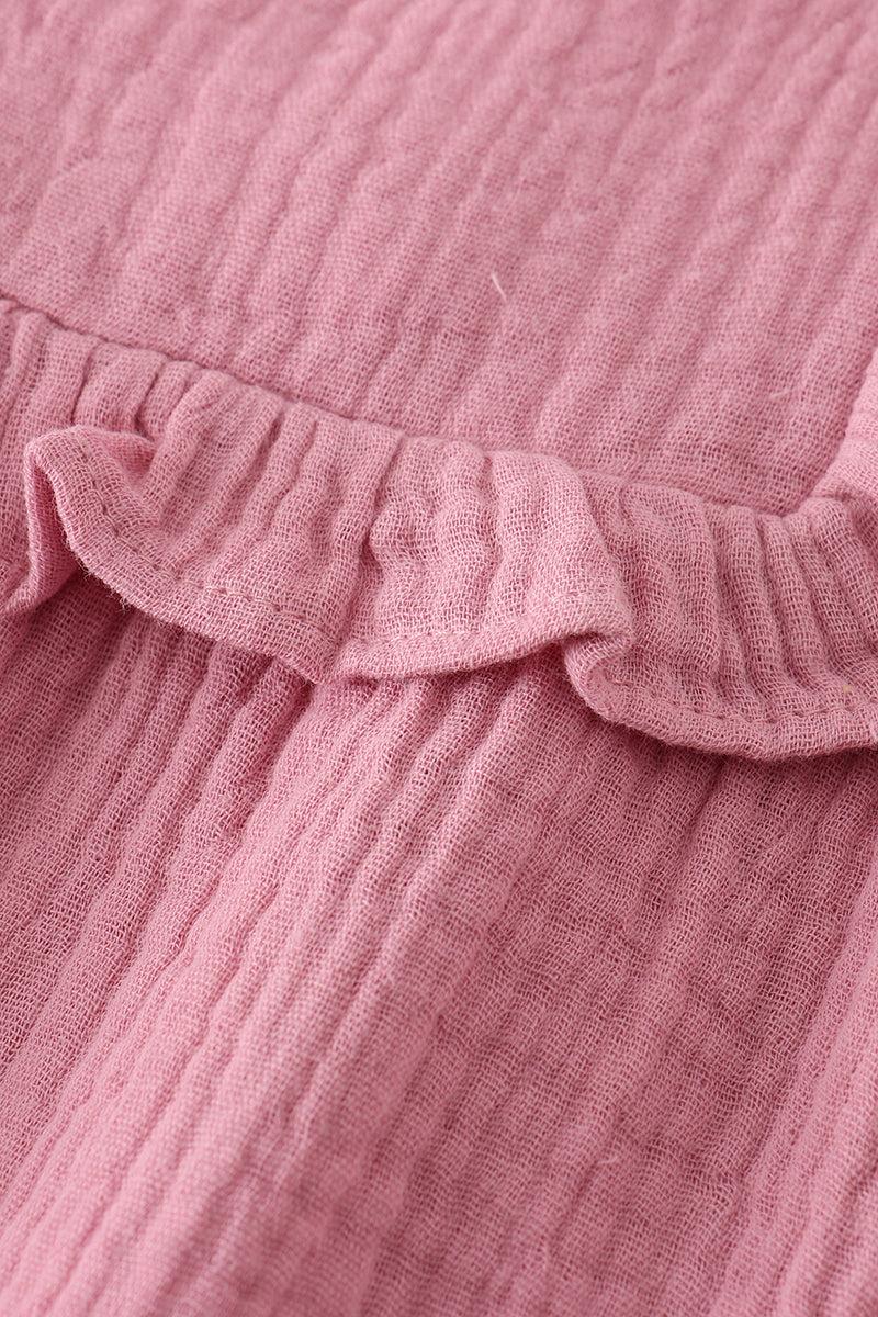 Premium Purple muslin ruffle shorts set Product Image