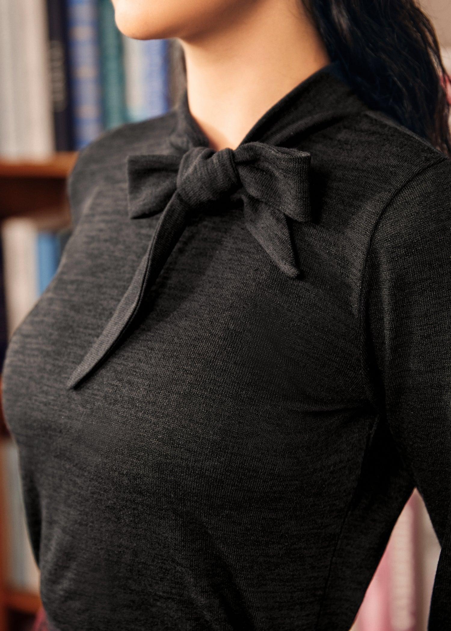 Rydell High Revisited Long Sleeve Tie-Neck Top Product Image