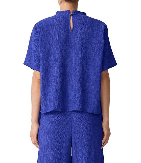 Eileen Fisher Crinkle Texture Mock Neck Elbow Sleeve Top Product Image
