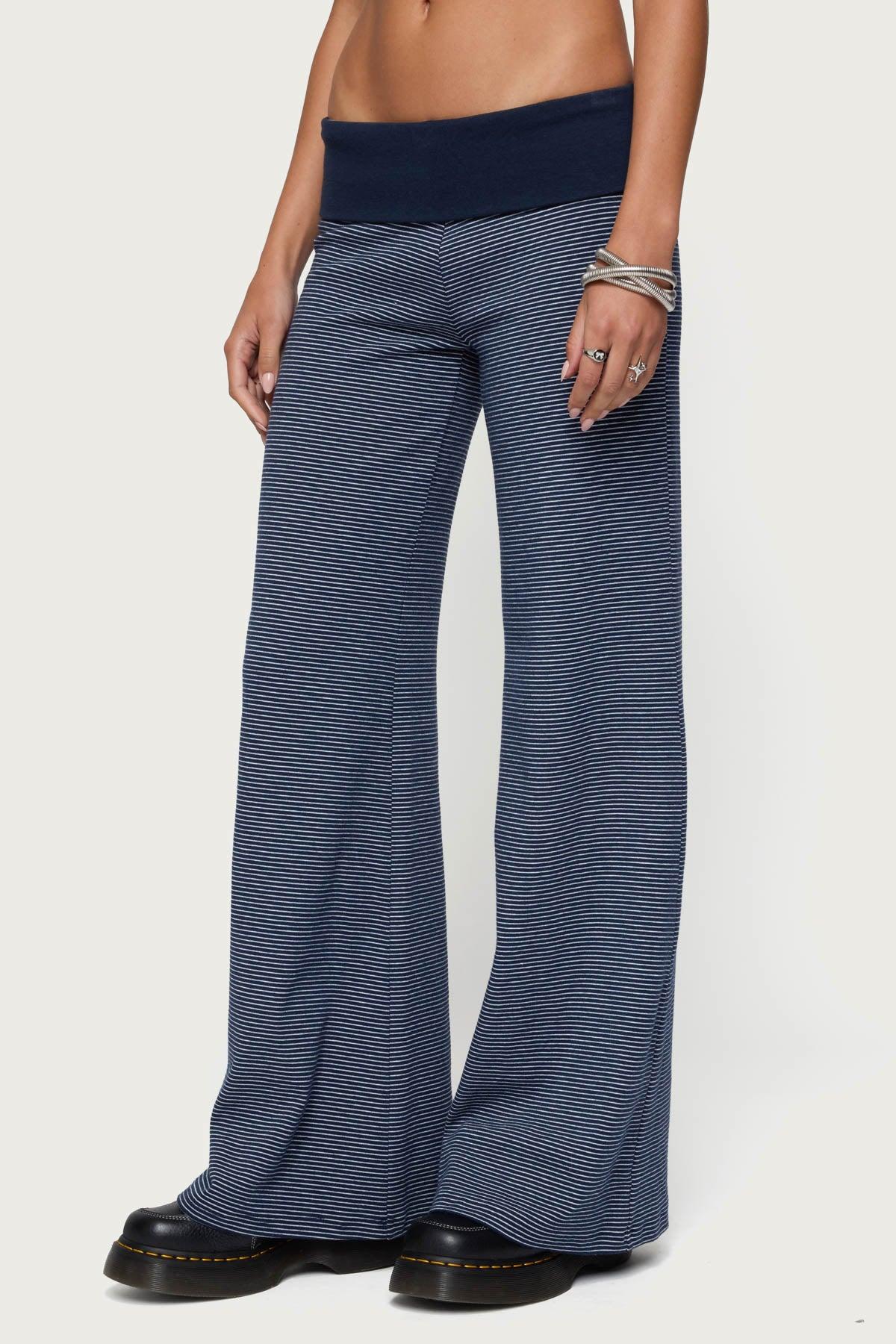 Amarna Striped Fold Over Pants Product Image