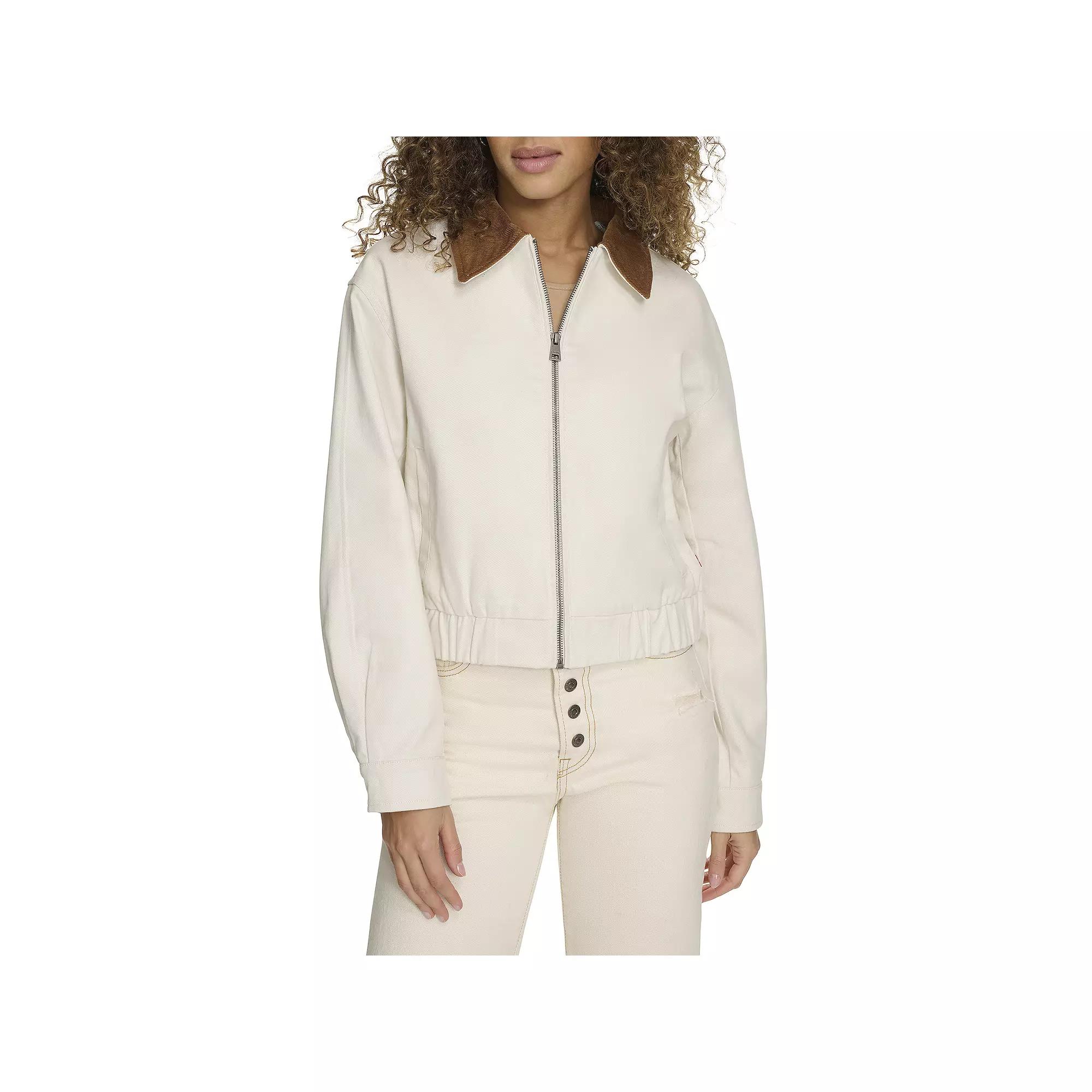 Women's Levi's® Corduroy Collar Shrunken Bomber Jacket, Size: Small, Egret Product Image